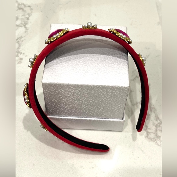 Elegant Red and Gold Embellished Headband main image 3